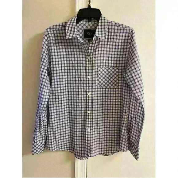 Rails - Farrah navy check shirt button‎ down , small - Picture 1 of 11